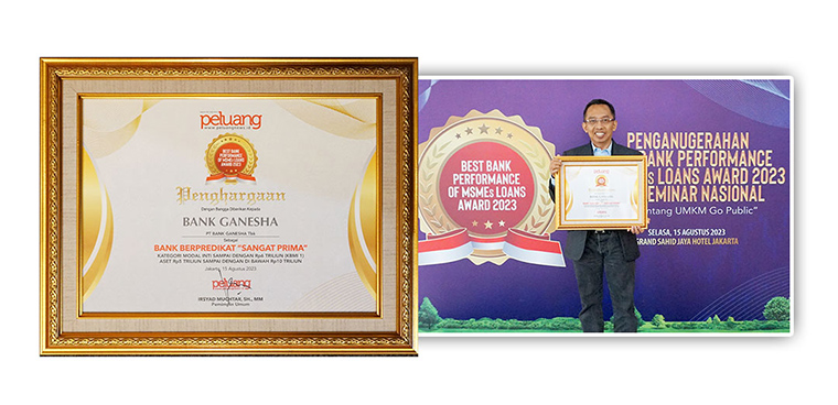 Bank Ganesha Raih Best Bank Performance of MSMEs Loans Award 2023