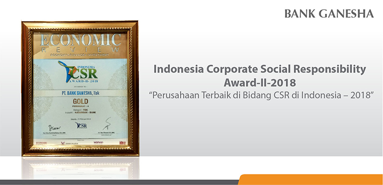 Bank Ganesha Mendapatkan Penghargaan Indonesia Corporate Social Responsibility Award